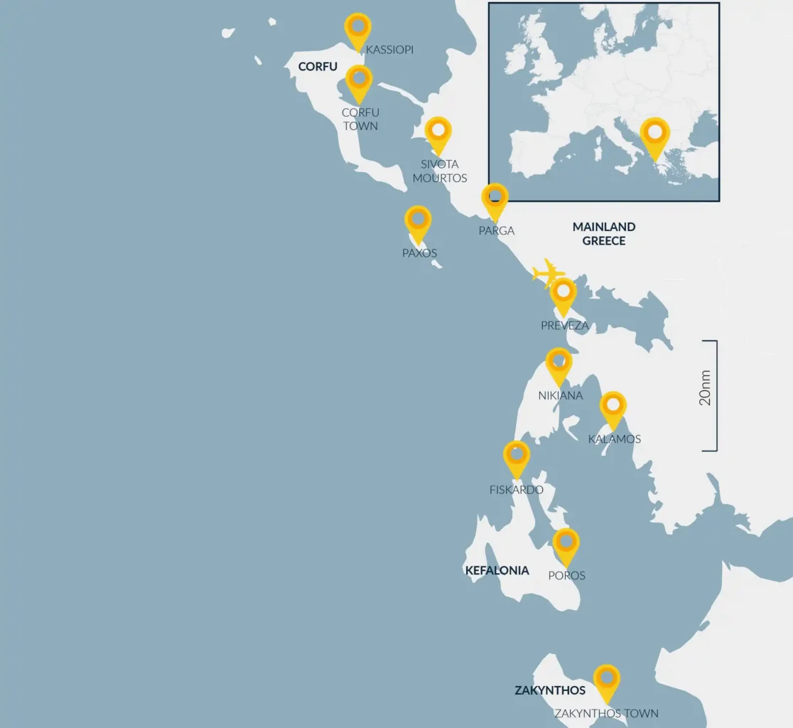 Ionian sailing area map